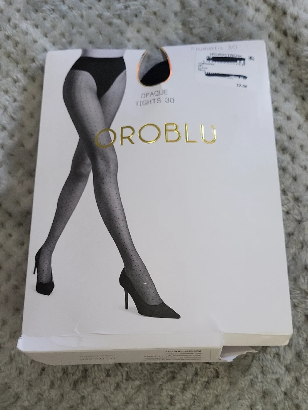Nwt OROBLU Black Opaque Polka‎ Dot Tights Small